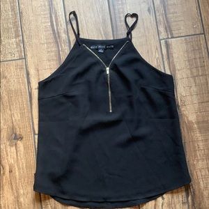 Zip up black tank top
